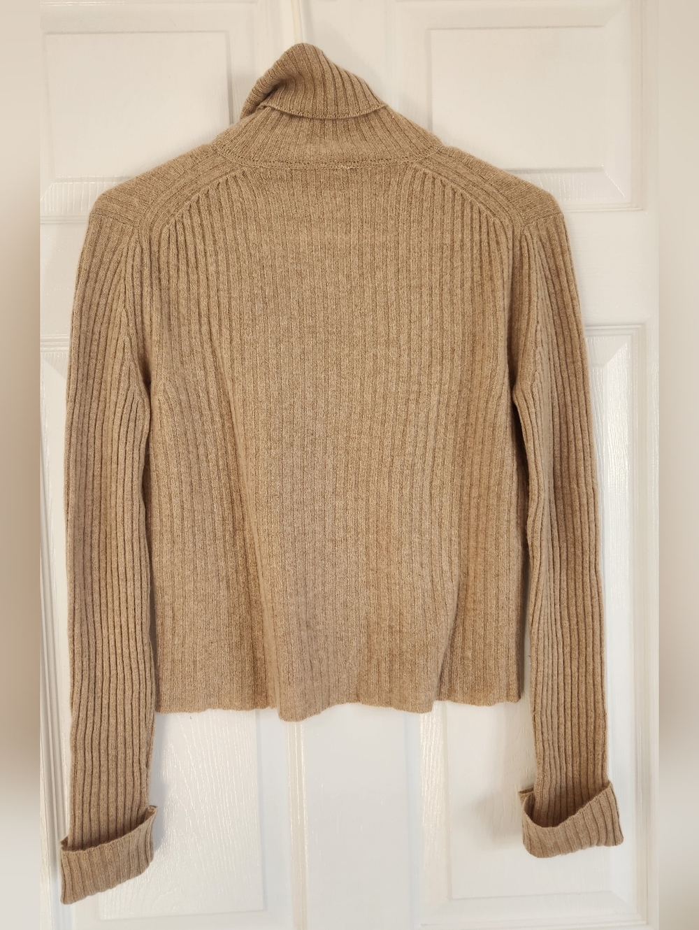 Camel Cashmere Ribbed Turtleneck Sweater - Picture 2 of 6